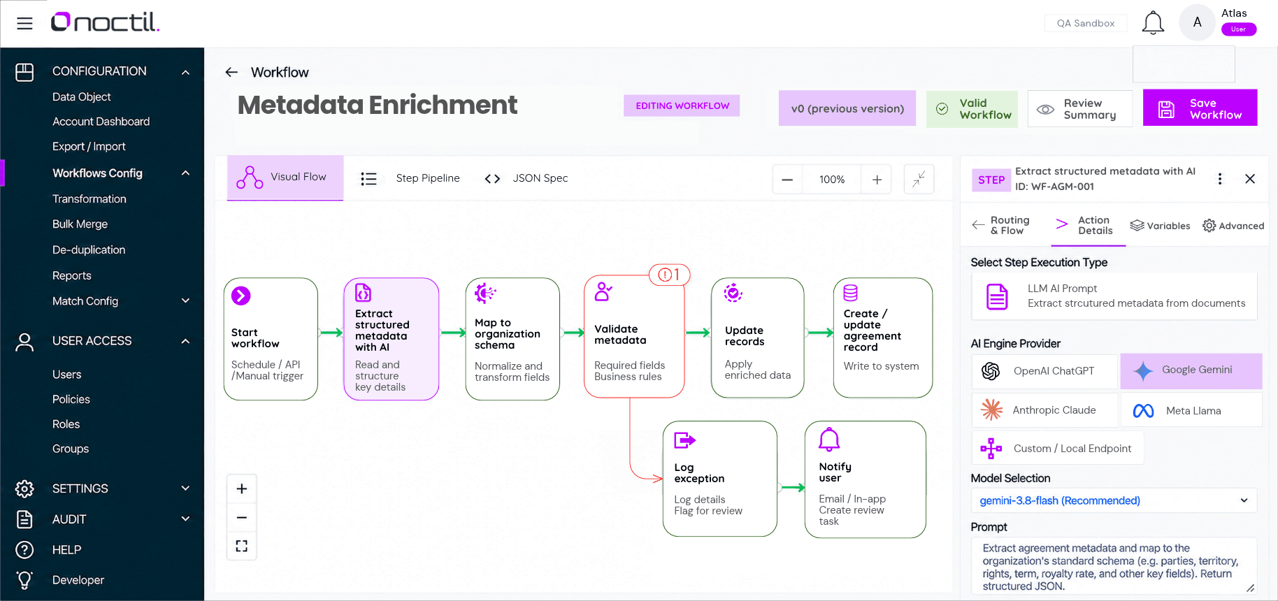 Noctil platform dashboard